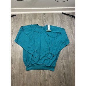 NWT Vintage Action Blank Teal Crewneck Sweatshirt Womens XL‎ USA MADE